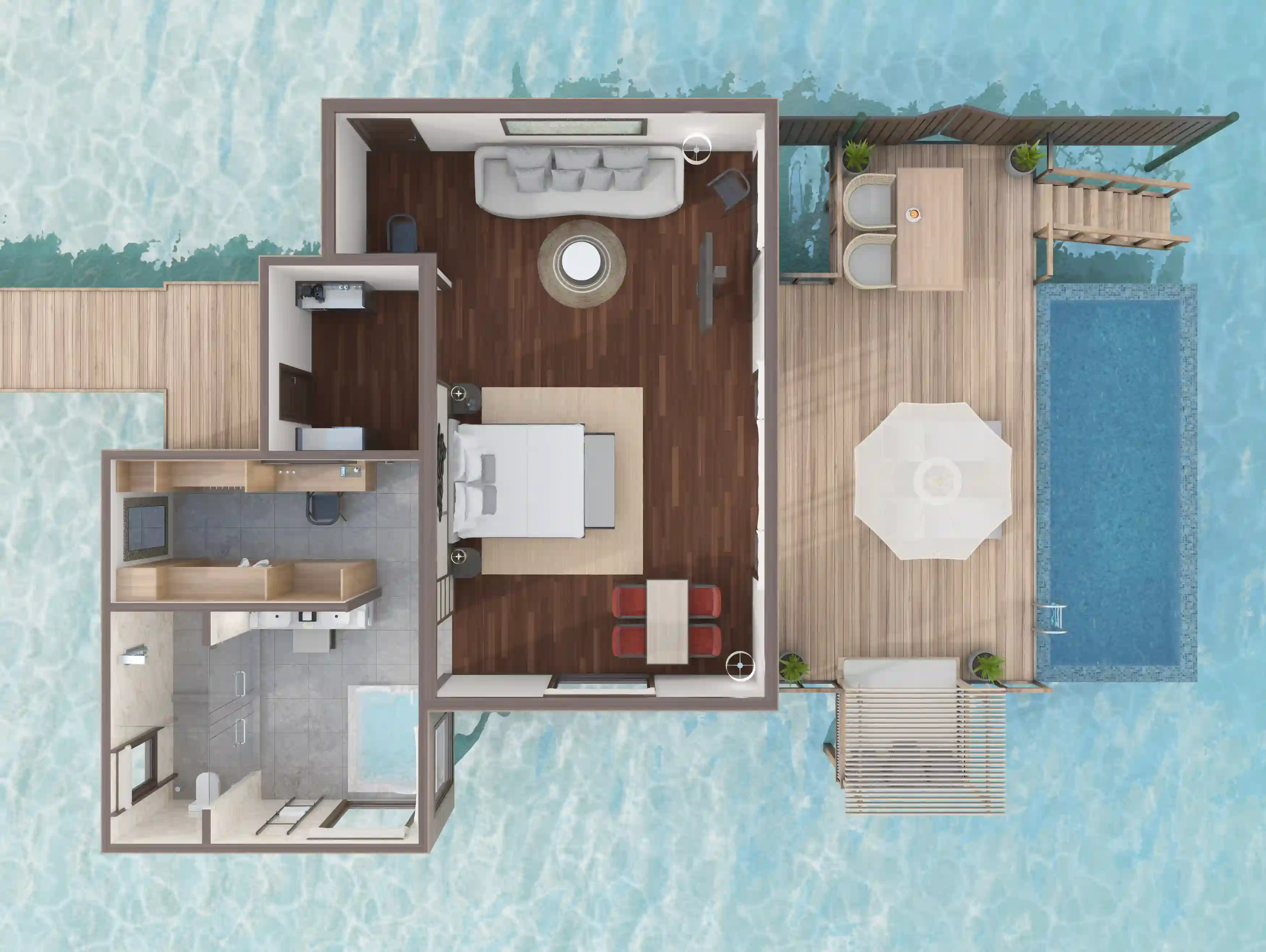 Premier Water Villa with Pool - Your Private Ocean Sanctuary - Floor Plan 1