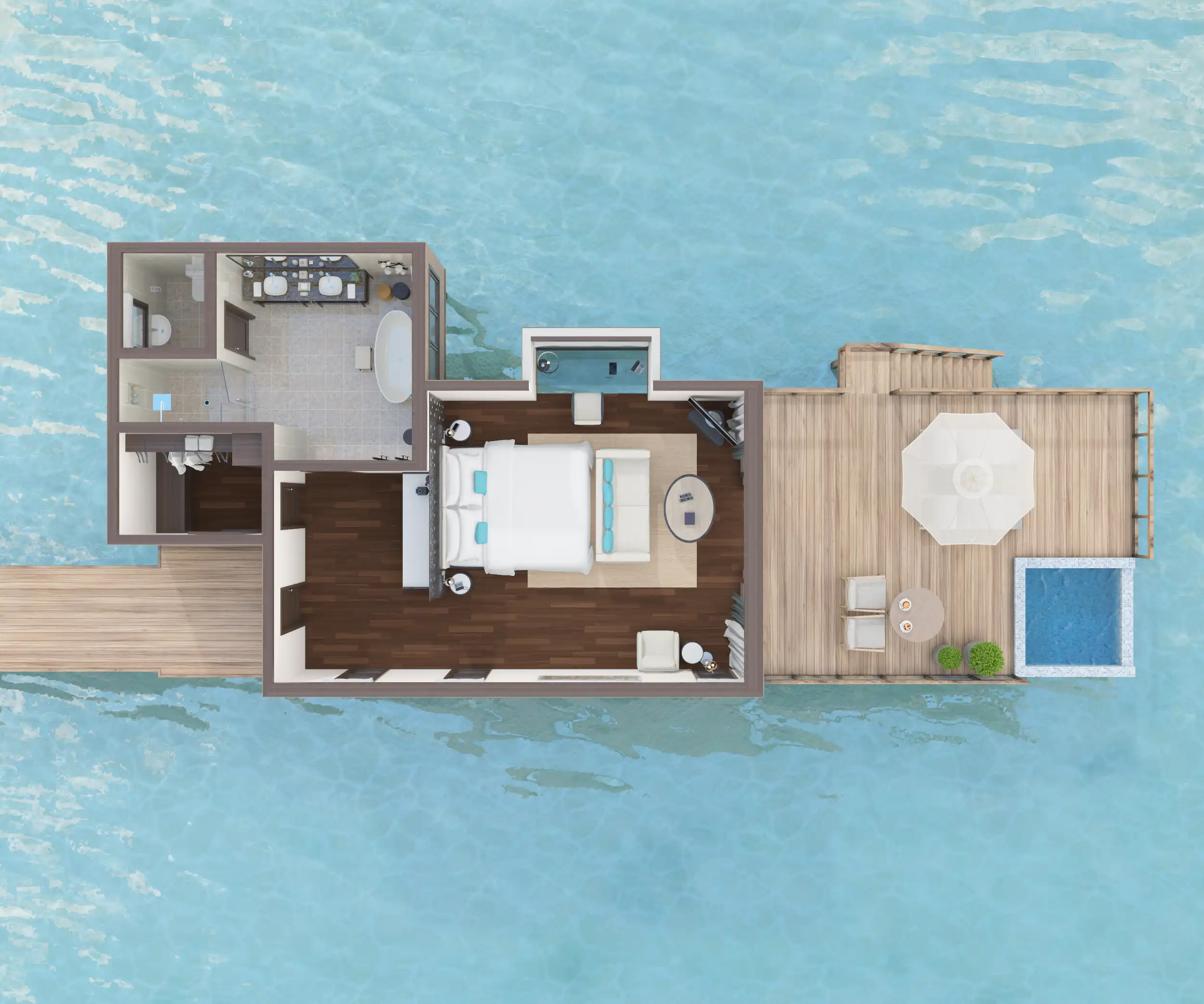 Sunrise Water Villa - First Light Over Paradise - Floor Plan 1