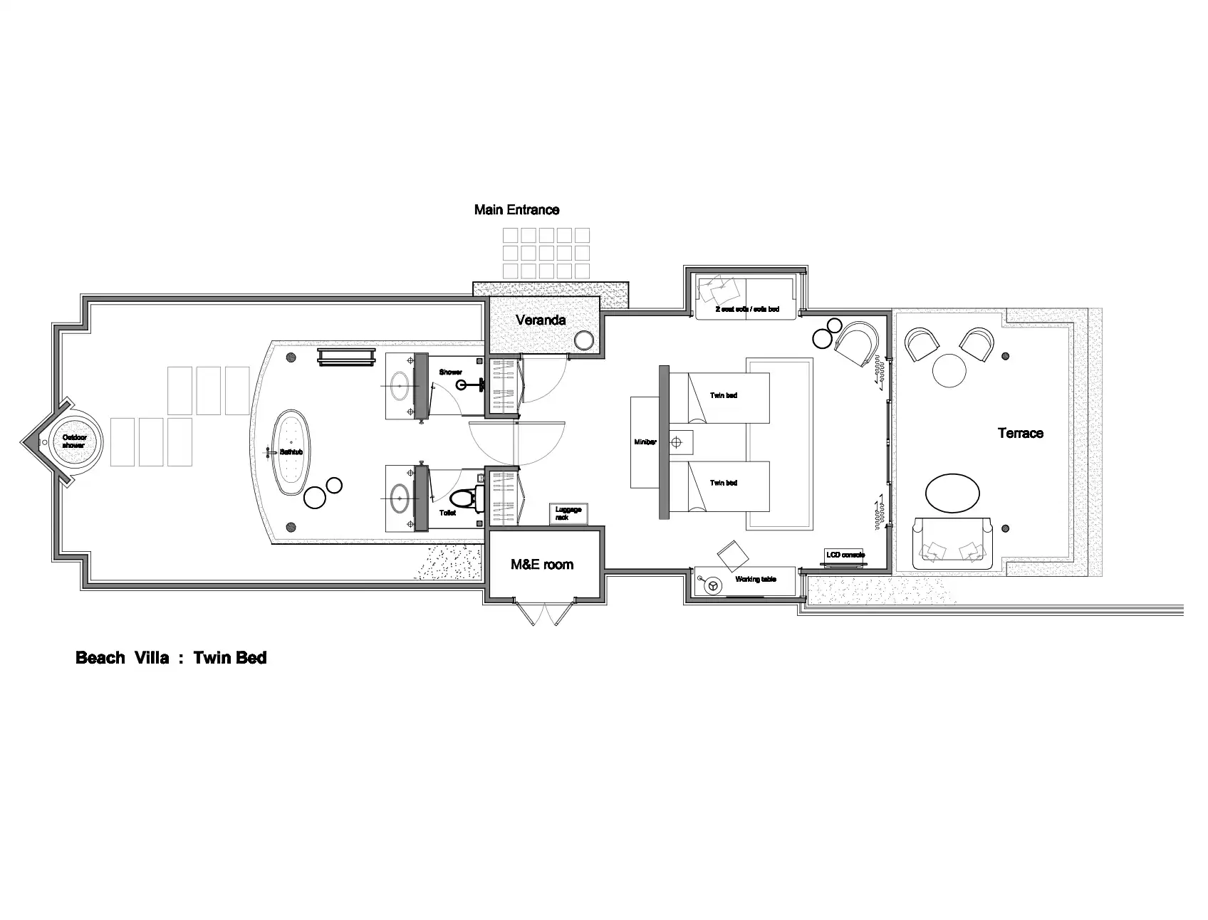 沙滩别墅 - 平面图 1