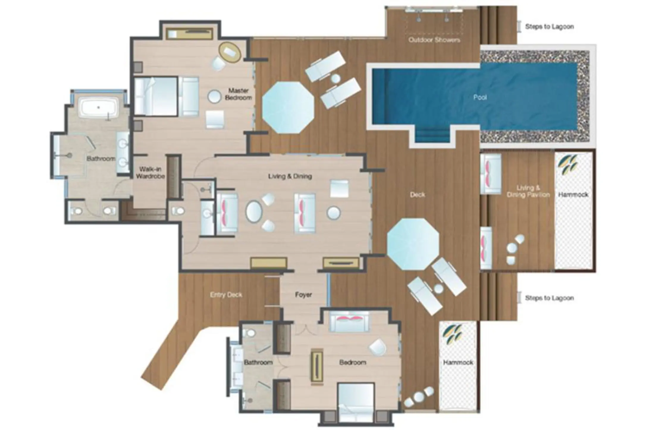 Two-Bedroom Family Water Suite - Floor Plan 1