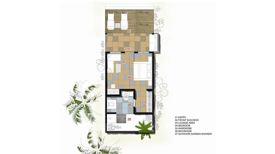 海滩别墅 - 平面图 1