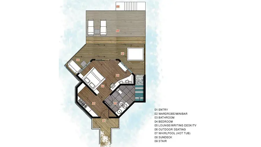 水上别墅 - 平面图 1