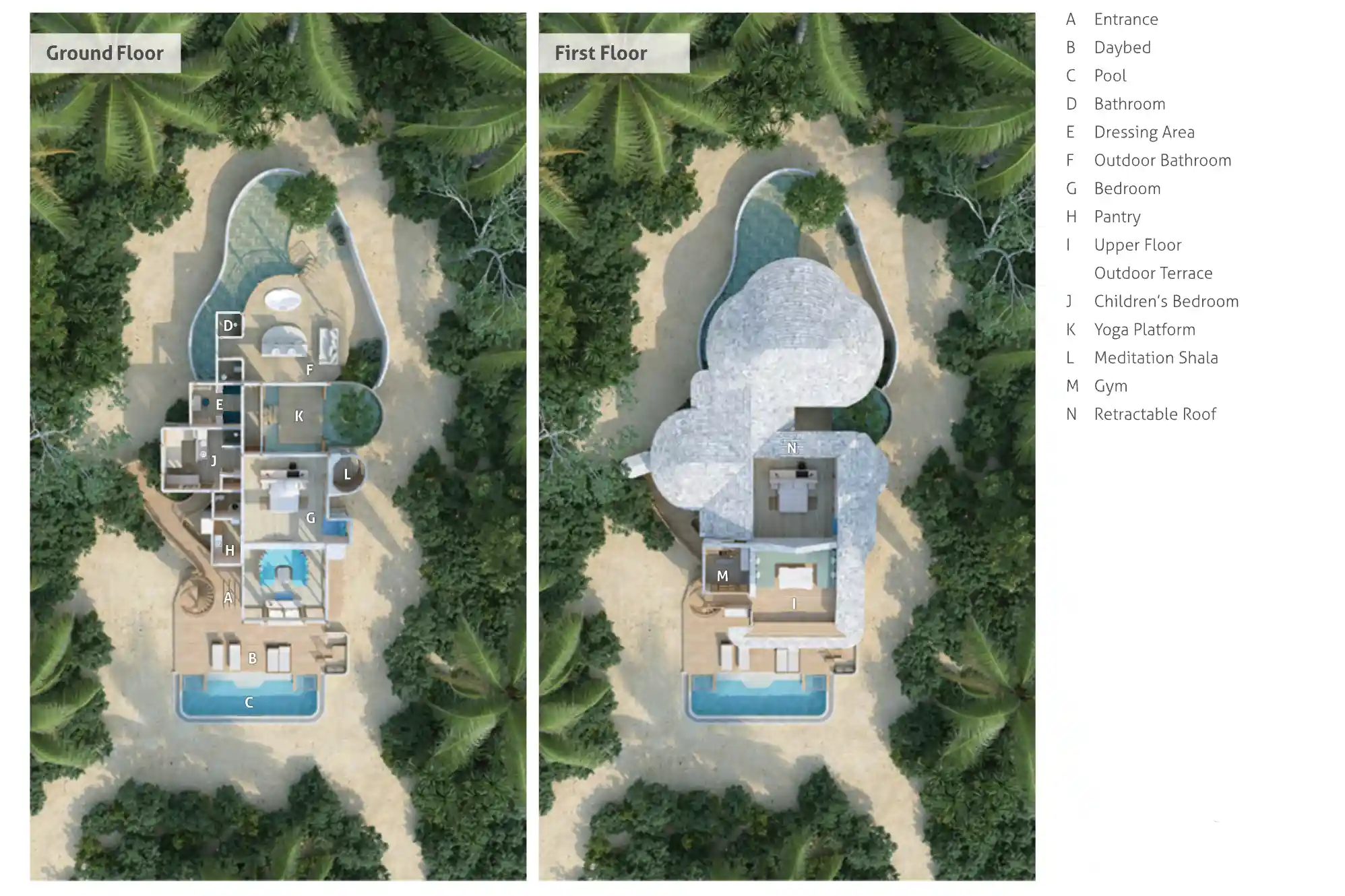 1 Bedroom Beach Hideaway - Mangrove Sanctuary, Tropical Paradise - Floor Plan 1