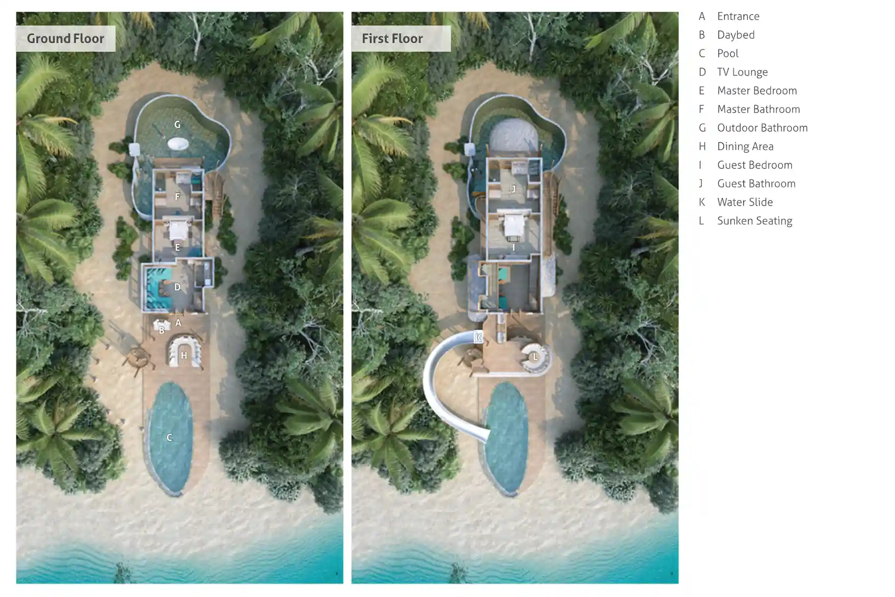 2 Bedroom Island Retreat with Slide - Garden Estate Paradise, Family Sanctuary - Floor Plan 1