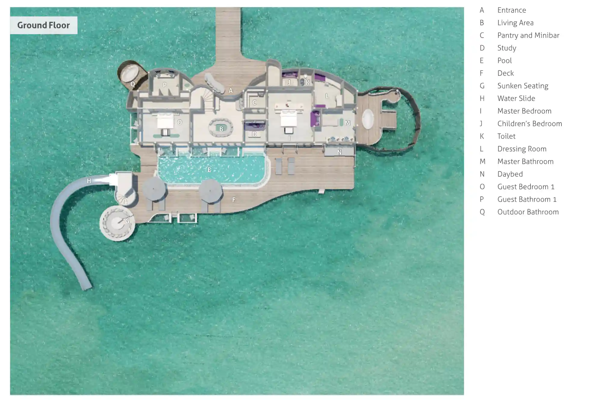 3 Bedroom Water Retreat with Slide - Vast Ocean Palace, Multi-Generational Harbor - Floor Plan 1