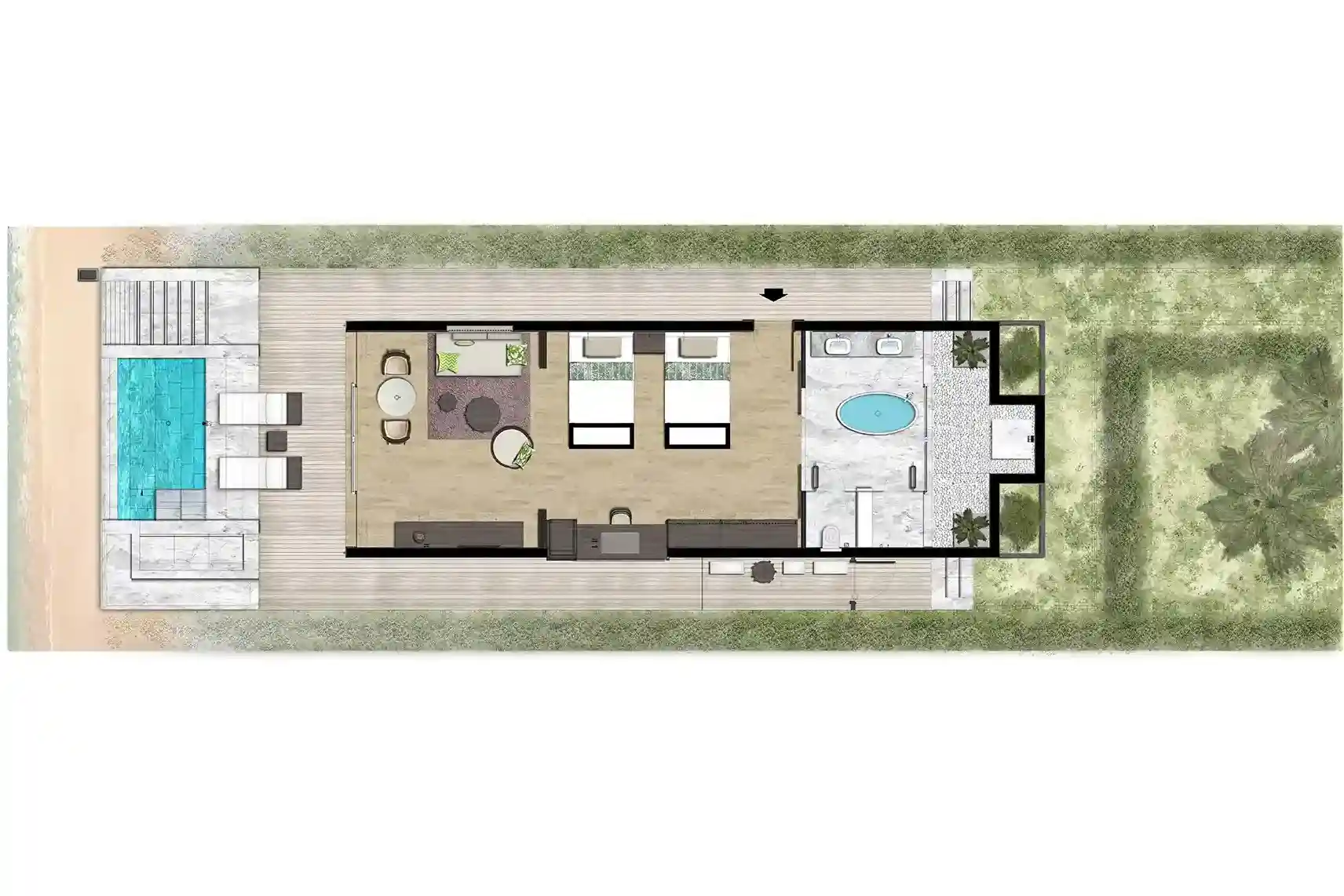 Family Deluxe Beach Villa - Luxury Seaside Living for All Generations - Floor Plan 1